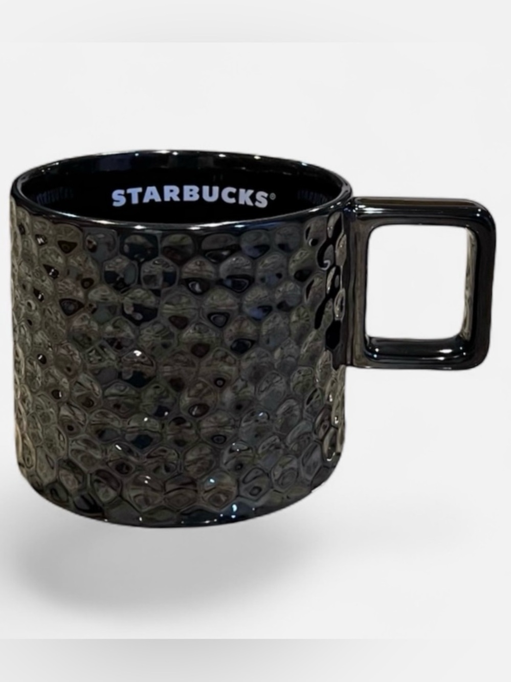 Starbucks Mug Textured Honeycomb Dimpled Gunmetal Glossy Limited Edition 12 oz